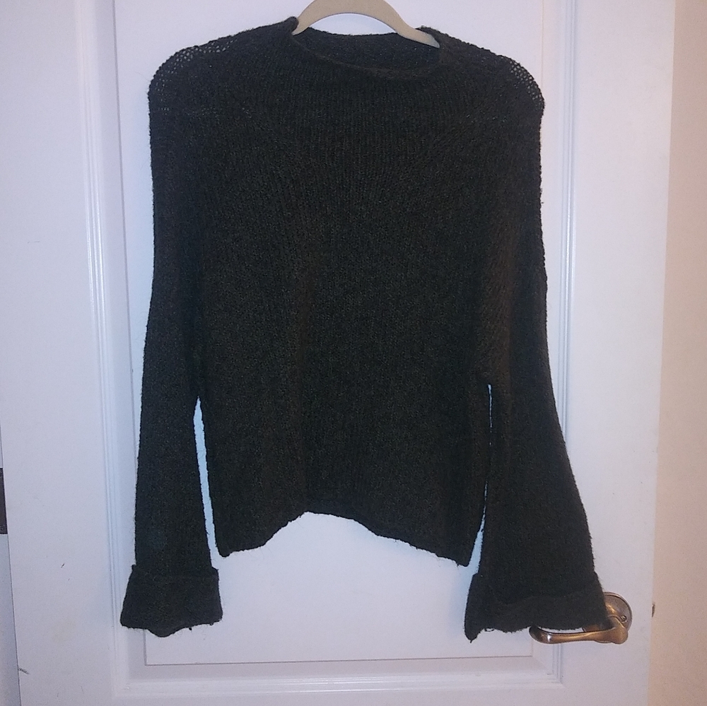 Anthropologie Moth Green Bell Sleeve Sweater